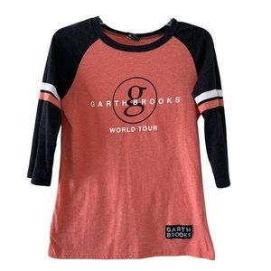 Garth Brooks World Tour Ragland Baseball Tee 3/4 Sleeve Brooks 7 Concert Medium